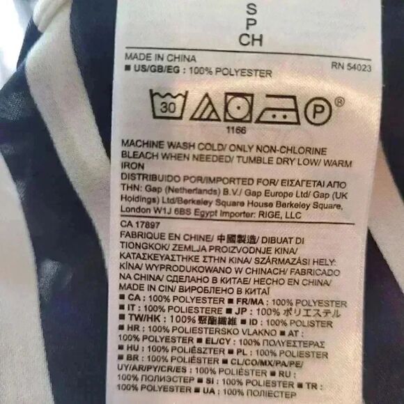 Banana Republic Women’s Navy/Cream Striped Poly Button Down Long Sleeve Shirt - Picture 4 of 11